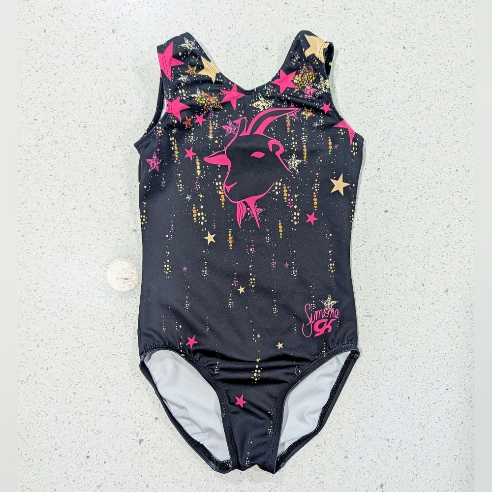 RARE SIMONE BILES Olympic GK ELITE CM Medium gymnastics dance leotard GOAT TOUR